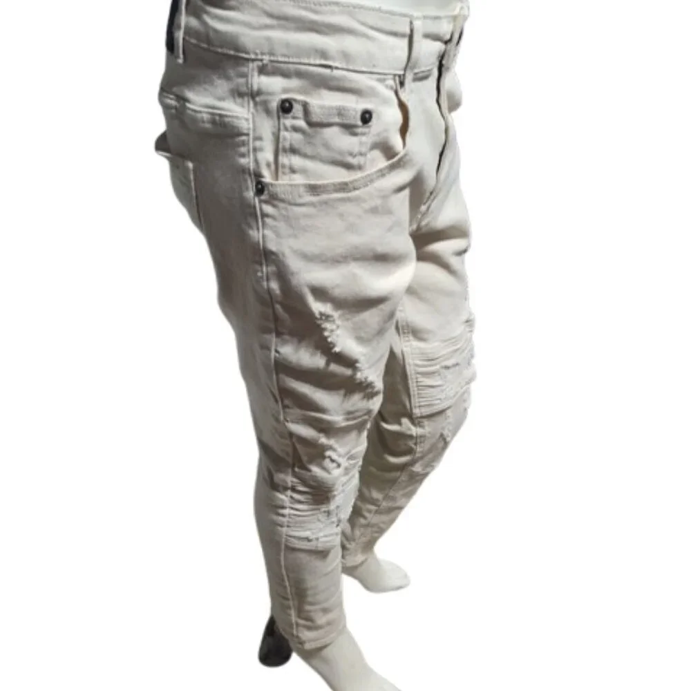 Spark Ivory Men's Stretch Skinny Jeans Premium Denim Studio Collection 34/30